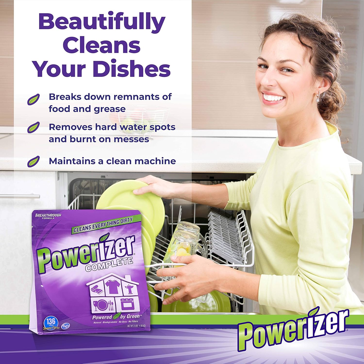 Powerizer 3 lb Laundry Dishwasher Powder Detergent