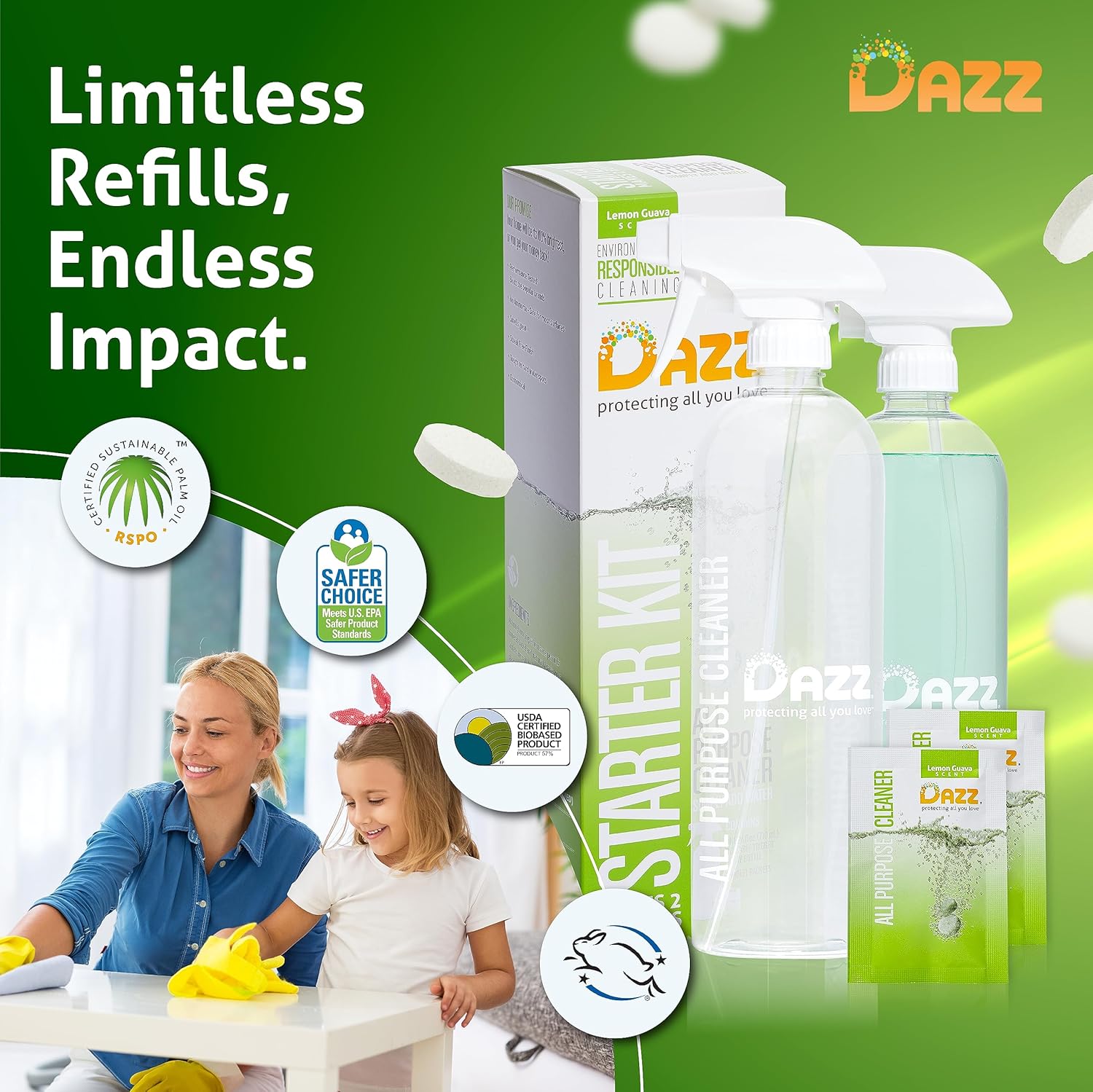 Dazz Whole House Starter Kit - 3 Bottles 6 Refills