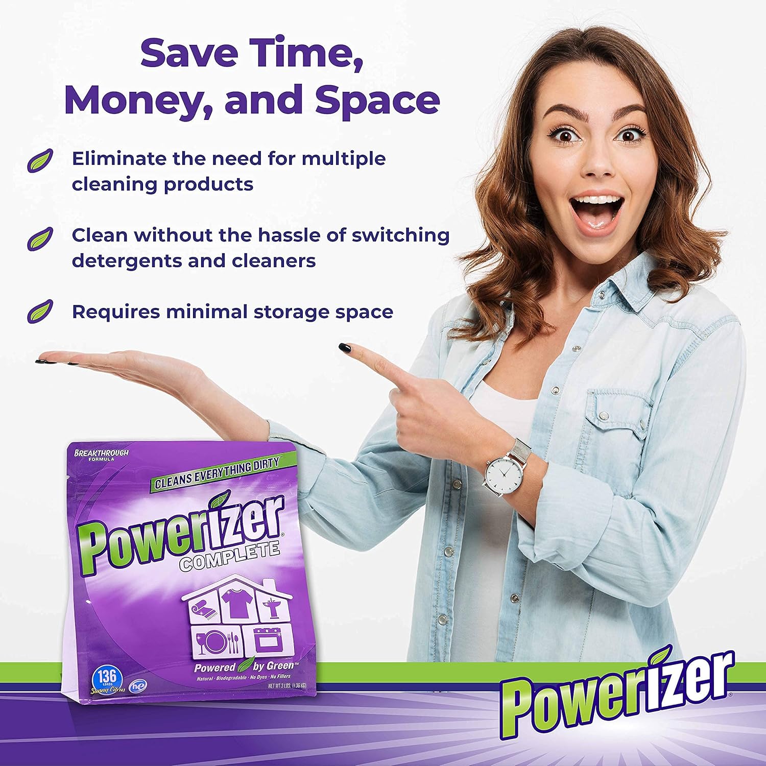 Powerizer 3 lb Laundry Dishwasher Powder Detergent
