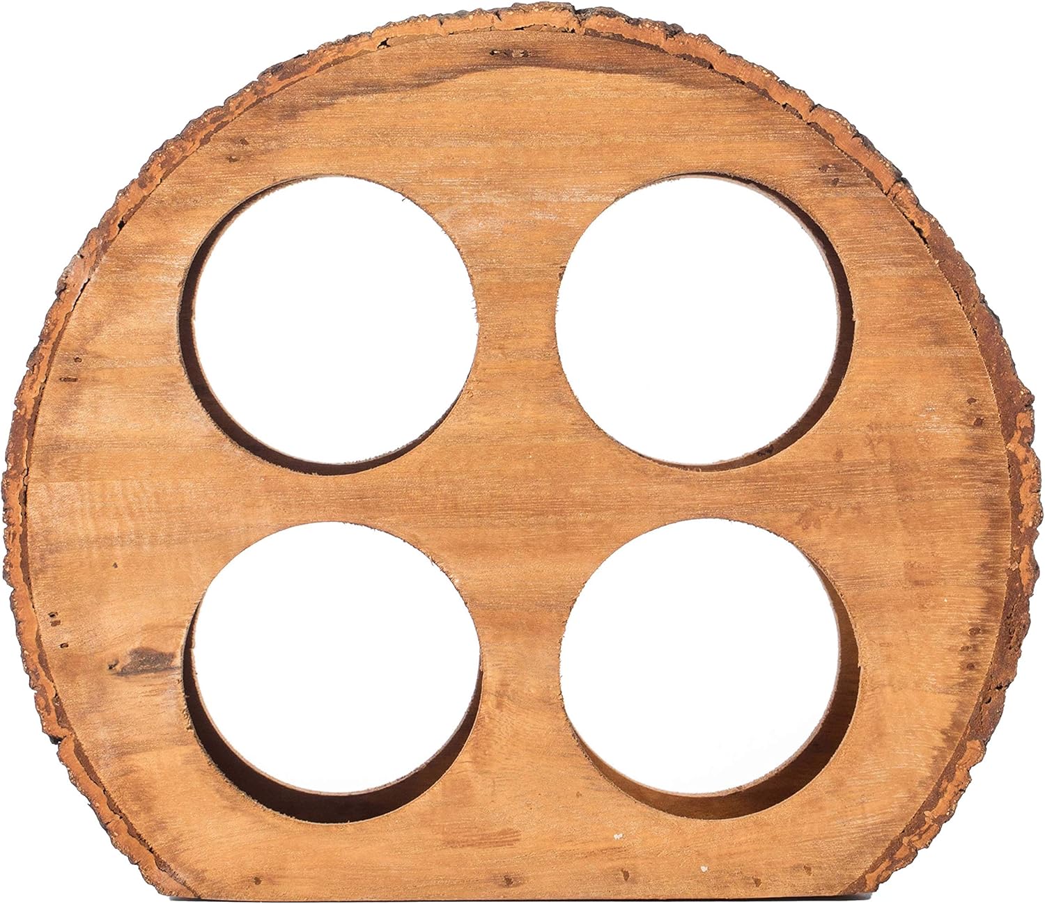 Vintiquewise Round Wood Log Style 4 Bottle Wine Rack