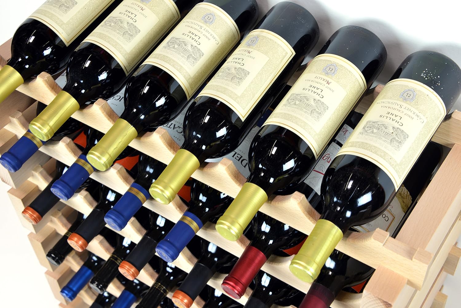 Wine Rack Wood 60 Bottle Capacity Freestanding