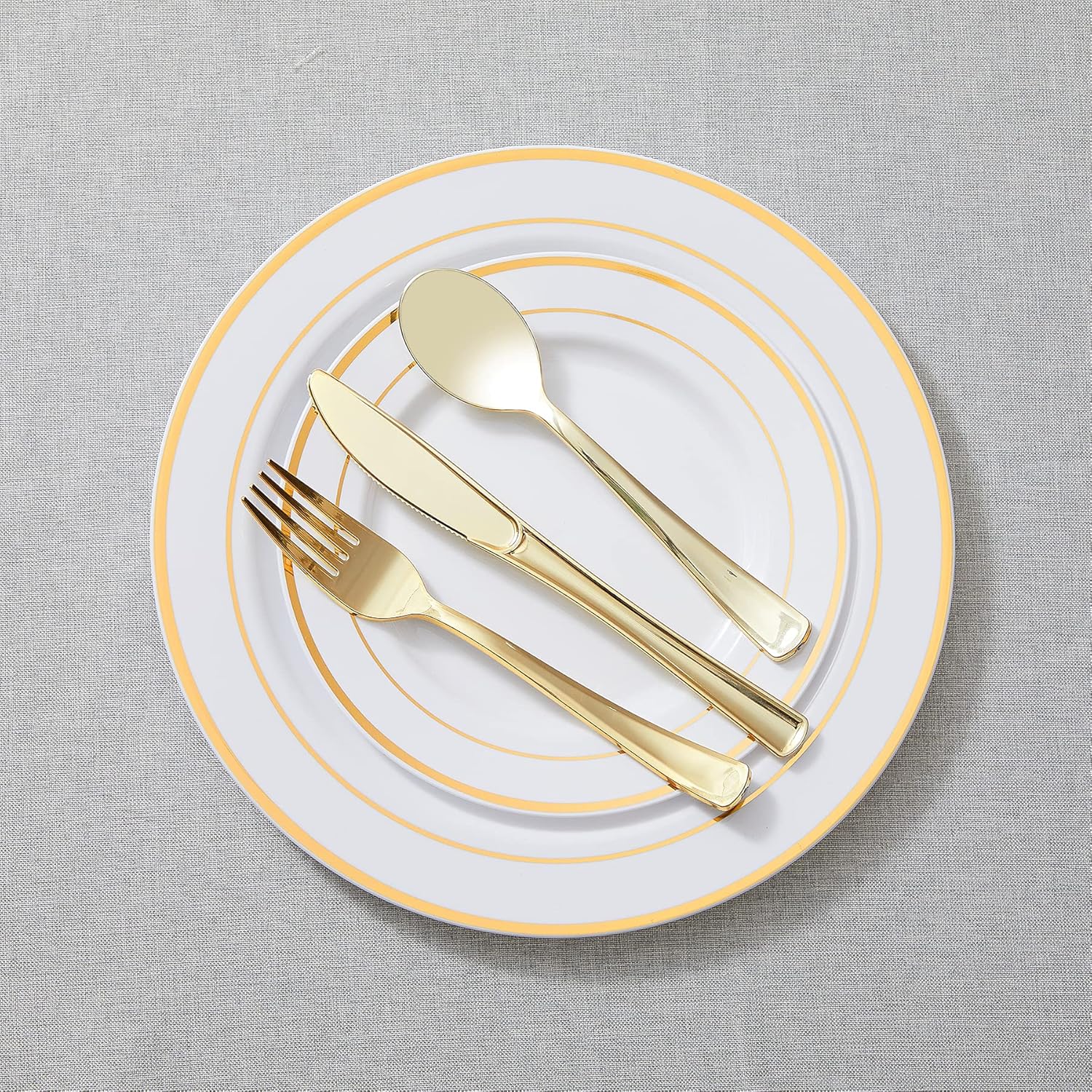 N9R 100PCS Gold Plastic Cutlery Set